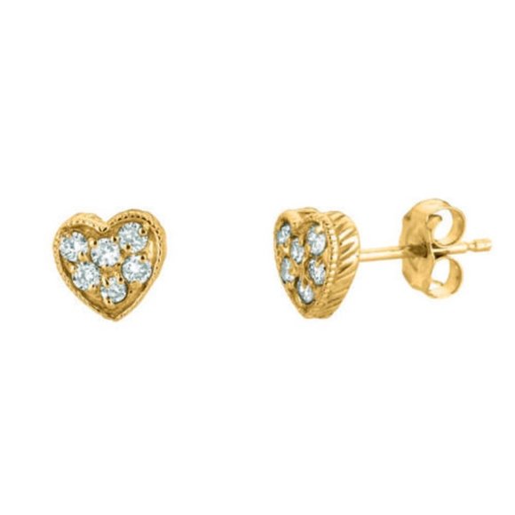0.30 Carat Natural Diamond Heart Earrings G SI 14K